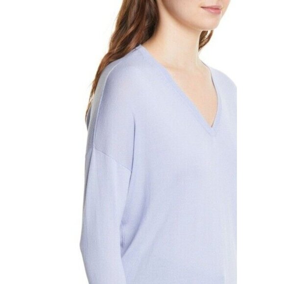 EILEEN FISHER Blue V Neck Long Sleeve Tencel Sweater SZ M NEW $228 - Picture 4 of 4